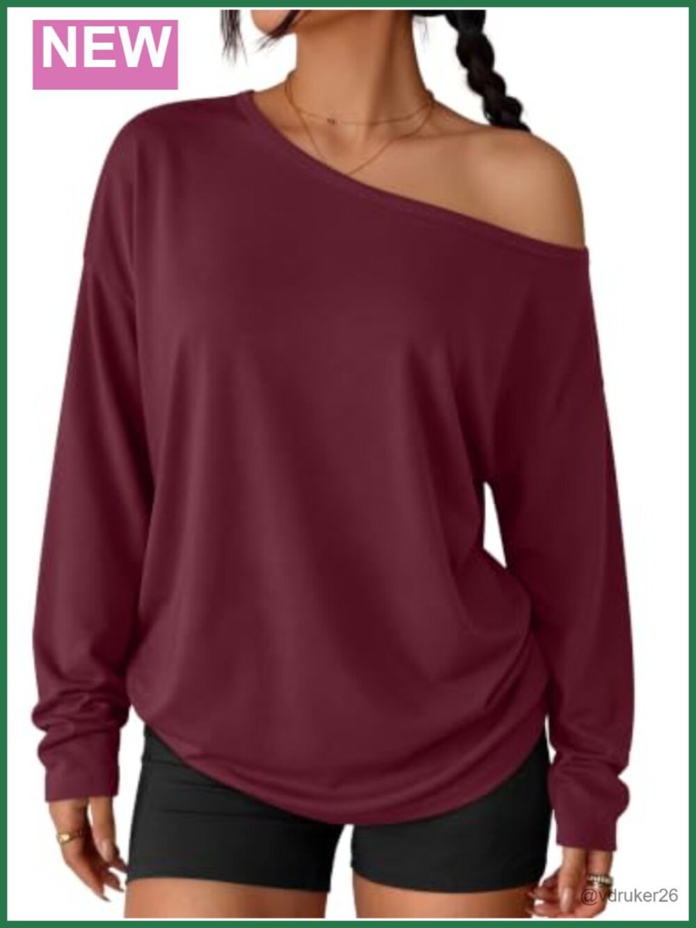 Off The Shoulder Oversized T-Shirt One Shoulder Long Sleeve Casual Top